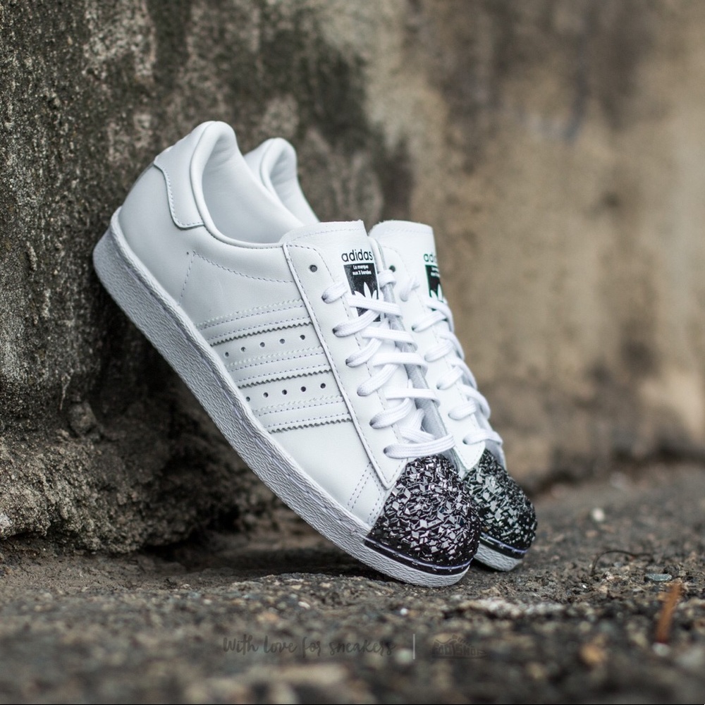 ADIDAS Originals White Superstar Sneakers With Silver Metal Toe Cap